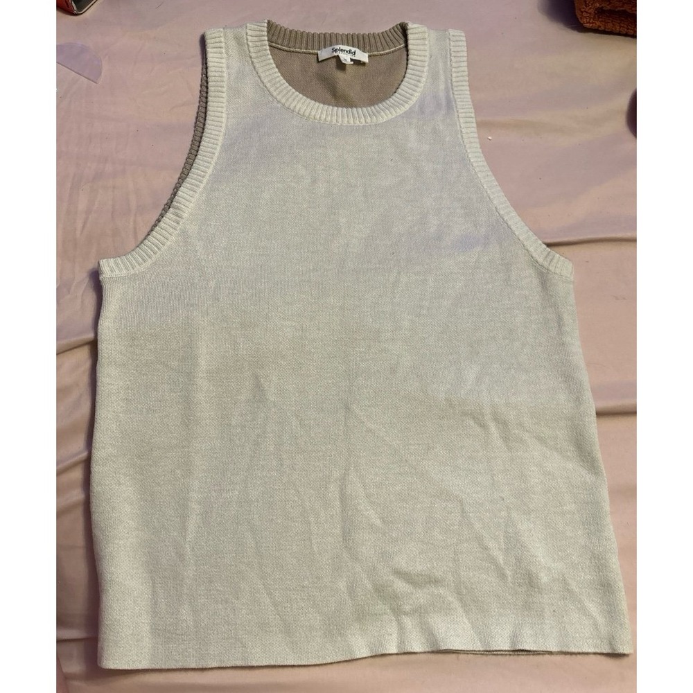 Splendid Tan Cashmere Blend Pullover Sweater Vest, Medium